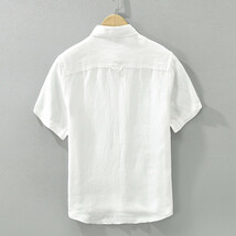 半袖シャツ　夏　リネンシャツ　リネンブレンド　カジュアルシャツ　サマーシャツ　トップス　海シャツ【M8077】白　XL_画像10