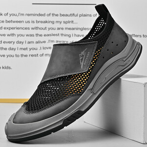  outdoor sandals slip-on shoes sneakers mesh ventilation new goods * men's casual driving man shoes [A866] gray 27.5cm