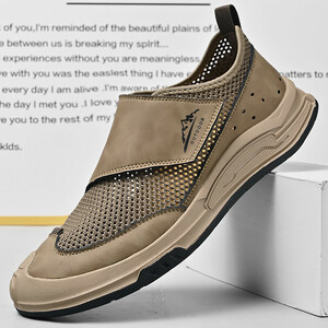  outdoor sandals slip-on shoes sneakers mesh ventilation new goods * men's casual driving man shoes [A866] khaki 27.5cm