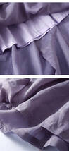 春夏新品～大人気 ロングスカート マキシ スカート フレアロング丈スカート 綿混 リネン風スカート ボトムス 痩せて見える 紫系_画像6