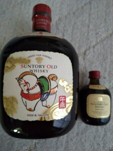 （古酒　未開栓）SUNTORY OLDWHISKY マイルド＆スムーズ 干支ボトル 午午歳 700ml 40％ ウイスキー１本、ミニチュアボトル50ml1本のセット