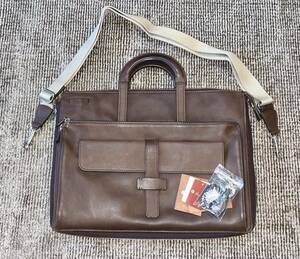 85 ten thousand Loro Piana 2way leather briefcase business bag / tea 