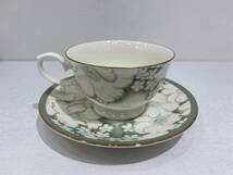 NARUMI CHINA ナルミチャイナ　カップ＆ソーサー ５客セット 花柄 グリーン 緑　ティーカップ コーヒーカップ_画像7