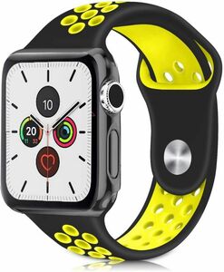 【B27】Apple Watch スポーツバンド38/40/41mm(黒イエロー)