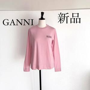 GANNI ガニー　ロゴ入りオーバーサイズTシャツ　カットソー　トップス　ピンク
