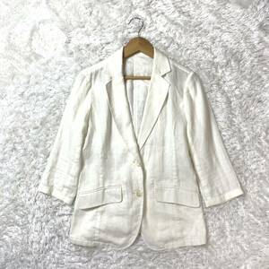 スピックアンドスパン テーラードジャケット リネンジャケット ホワイト 白 七分袖 36 YA6859