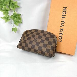 1円 LOUIS VUITTON ルイヴィトン N47516 ポシェット コスメテック ダミエ エベヌ ポーチ シリアルCA0054