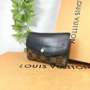 1円 ルイヴィトン LOUIS VUITTON エベヌ 短財布 コンパクト パピエ コンパクトウォレット N60044 シリアル SP4165 男女兼用