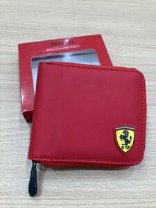  heaven A[7/237] Ferrari official folding purse red red Logo * tag equipped Ferrari folding twice purse purse card-case coin case 