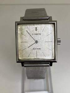 S【3D250】CORUM コルム　アドミラルズカップ　角形　四角　正方形　レトロ　ヴィンテージ　希少　時計　腕時計　シルバーカラー　不動