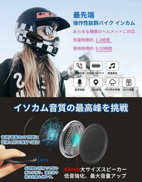 トレンド 改良型 ヘルメットスピーカー Bluetooth マイク 薄型 HI-