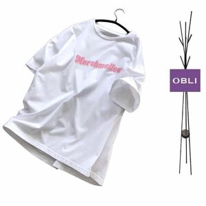 オブリ 美品　コットン100％　オーバーサイズ　マシュマロTシャツ 13,750円　サイズF 白　ロゴ　OBLI
