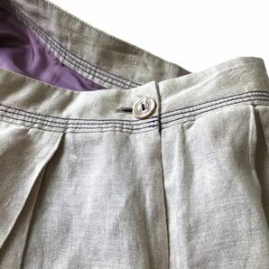 パラスパレス  麻（リネン）100％ スカート 刺繍 エクリュ 生成  PallasPalaceの画像4