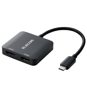 エレコム Type-C変換アダプター HDMI 2ポート 複製/拡張 (最大3画面) AD-CHDMI2BK