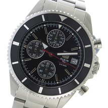 エルジン ELGIN クロノ クオーツ メンズ 腕時計 FK1418S-B ブラック 国内正規品 ブラック_画像2