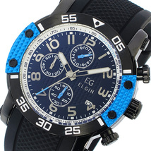 エルジン ELGIN クオーツ クロノ メンズ 腕時計 EG-001-BL ブルー 国内正規品 ブラック_画像2