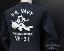 ミリタリー サーマル ワッフル 長袖 Tシャツ L メンズ 米海軍 NAVY 黒猫 MAVEVICKS ブランド 紺 ネイビー_画像7