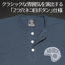 ヘンリーネック Tシャツ XXL 半袖 メンズ バイク 車 MVRX ブランド SpeedSter モデル / デニムブルー 青_画像9