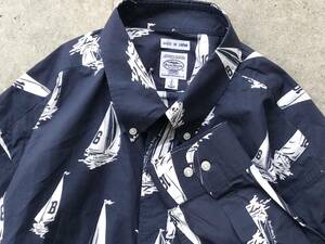 Boat House by Captain Santa button down specification yacht pattern long sleeve shirt 5/XL boat house Joy Mark design men's total pattern navy blue navy 