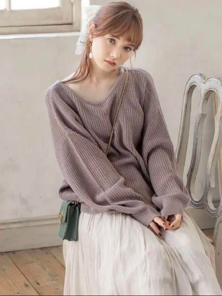 GRL グレイル 新品未使用 前後2Wayニットトップス ze361 Fサイズ