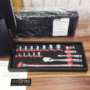 【AH-05995】新品未使用品 KTC nepros ネプロス 12.7sq.ソケットレンチセット[17点] NTB417A メタルケース(NEKB-2)付き