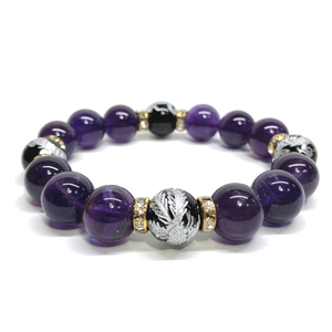  four god . silver carving onyx × amethyst 12mm Power Stone bracele natural stone blue dragon white ....... rise better fortune luck with money amulet four god corresponding G