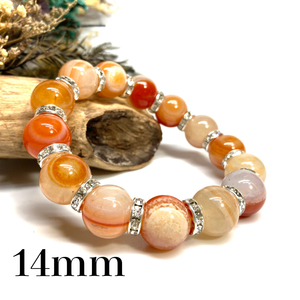  Power Stone bracele car ne Lien * sardonyx ( red heaven eye stone ) 14mm natural stone breath ( silver ).. men's man present 