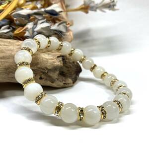  moonstone Power Stone bracele 10mm natural stone breath ( Gold ) beads breath men's * lady's man woman .. better fortune ..*