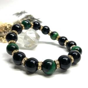 moli on & green Tiger I Power Stone bracele natural stone breath ( Gold ) 12mm.. better fortune men's man 0