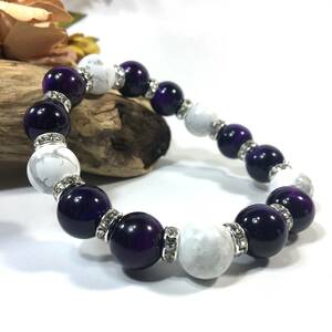  purple Tiger I & is u light Power Stone bracele natural stone breath ( silver ) 12mm.. better fortune men's man 0