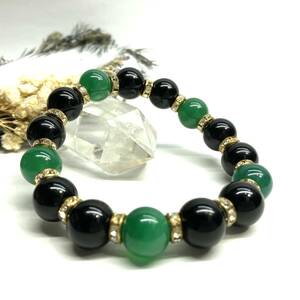 moli on & green .. Power Stone bracele natural stone breath ( Gold ) 12mm.. better fortune men's man 0
