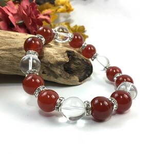  red ..& crystal Power Stone bracele natural stone breath ( silver ) 12mm.. better fortune men's man 0