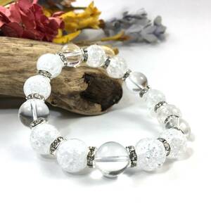  crack crystal & crystal Power Stone bracele natural . breath ( silver ) 12mm.. better fortune men's man 0