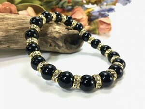  onyx Power Stone bracele natural stone breath 10mm men's * lady's ( long Dell : Gold ) better fortune .. beads breath 0