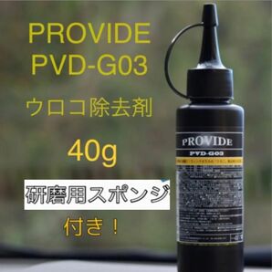 PROVIDE ウロコ除去剤　PVD-G03 40g 研磨用スポンジ、取扱説明書付き