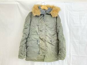 【IE200】(O) ALPHA INDUSTRIES アルファ インダストリーズ N-3B フライトジャケット Mサイズ MEDIUM カーキ ミリタリーコート 中古現状品