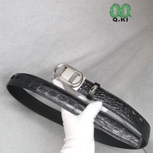クロコダイル本物 ワニ革 骨革 メンズベルト 幅3.5cm 一枚革 繋ぎなし サイズ調整可能 シルバーバックル