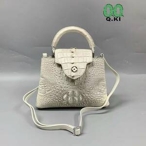 wani leather genuine article original leather shoulder handbag lady's bag finest quality #himalaya white crocodile genuine article white 