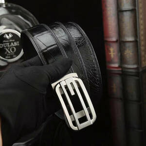 ワニ革 クロコダイルレザー 腹革使用 メンズ ビジネス レザーベルト 本革ベルト 紳士用ベルト バックル選択可能 メンズベルト 一枚革