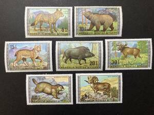  foreign stamp ( unused )mongoru1970 year issue . raw animal single one-side 7 kind ( face value 1T missing )- living thing oo kamihig my nosisihe radio-controller ka another 