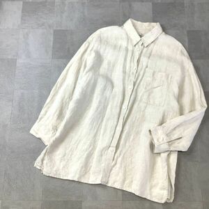 【爽やかなリネン100％】美品 MUJI 無印良品 リネンシャツ 長袖シャツ レディース M~L 生成り ベージュ