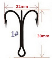 トリプルフック　トレブルフック 1＃ 50個セット 防錆フック 青物対応高強度_画像2