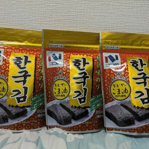 ニコニコのり 韓国のり 化学調味料無添加 1袋（8切 40枚）×3袋