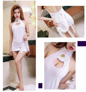  новый продукт [978] белый супер sexy . ультра ero.. sexy Ran Jerry baby doll T-back Night одежда meido костюм Leotard кошка 