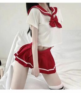  new work [779] red x white super sexy . ultra ero.. sexy Ran Jerry baby doll sailor suit cosplay Leotard school uniform costume 