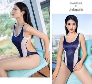  most new work [6278] white x blue gym uniform manner super sexy cosplay race queen Leotard high leg knee-high Play suit large . erotic costume 