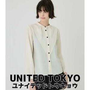 UNITED TOKYO ケープカラーブラウス 長袖ブラウス アイボリー ユナイテッドトウキョウ 日本製 ポリエステル