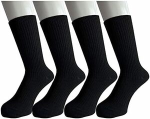 [EMウェア・ジャパン] 靴下 メンズ ビジネスソックス メンズ 抗菌防臭 リブソックス 黒色 25-27cm 4足組