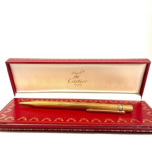 １円スタート Cartier カルティエ トリニティ ボールペン ツイスト式 ゴールドカラー 筆記用具 箱付き