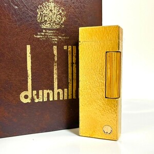 １円スタート dunhill ダンヒル ライター ガスライター ローラー式 ゴールド 喫煙具 箱付き